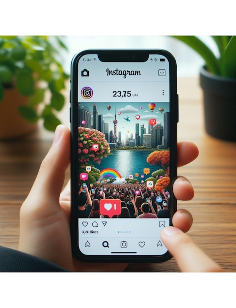 Mockup de Instagram en el móvil