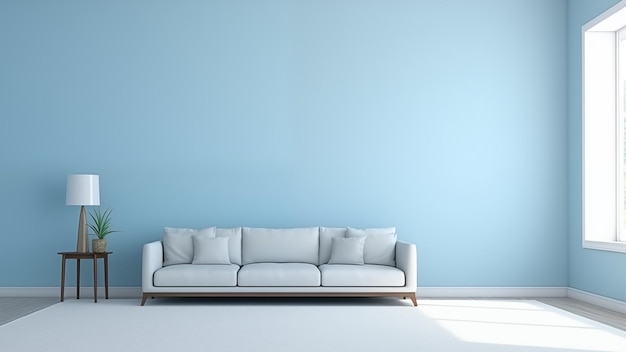 Foto mockup-interieur mit einem sofa, um ein gemälde an der wand anzuzeigen