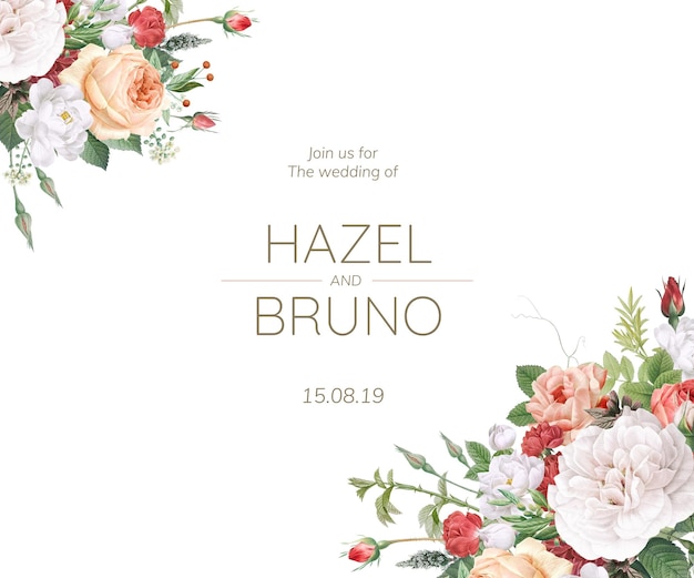 Mockup de invitación floral para la boda png transparente