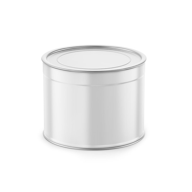 Foto mockup de lata de estaño brillante 3d que muestra un fondo aislado