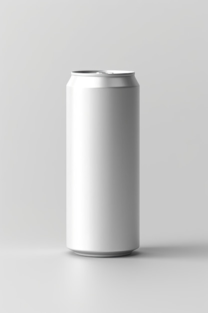 Mockup de lata de refresco Blanco con tonos de fondo blanco Generado por IA