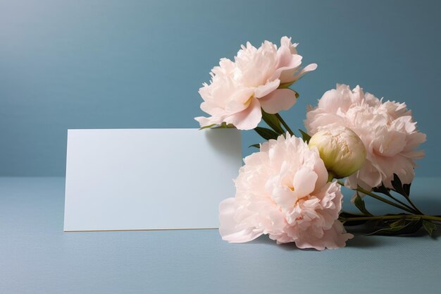 Mockup leeres weißes Papier mit Pfingsternblume mit Grußkarte Kopierraum Generative KI-Bild-Weber