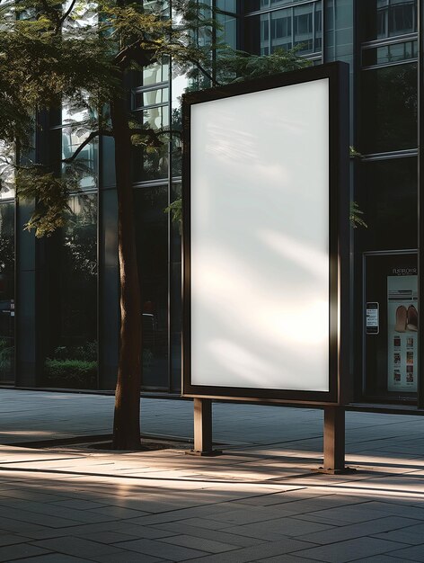 Mockup de letrero al aire libre con haz de luz natural en blanco