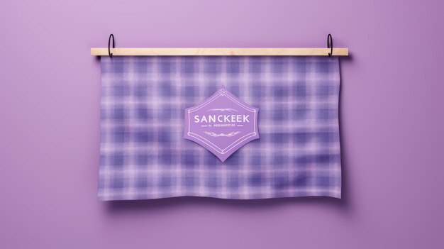 Mockup de letrero de franela de lavanda con fondo índigo