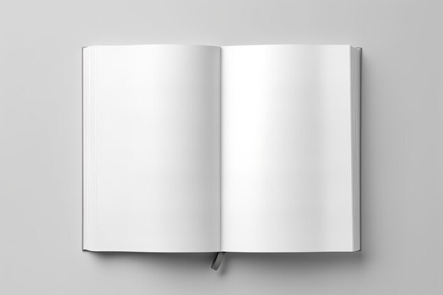 Foto mockup de libro abierto en blanco vista superior aislada en fondo blanco ia generativa