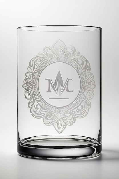 Foto mockup de logotipo de vinilo de vidrio grabado con espacio blanco en blanco para colocar su diseño