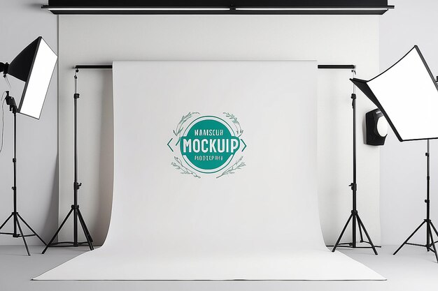 Mockup de marca de estudio de fotografía Integrar el logotipo en diseños de fondo y materiales promocionales