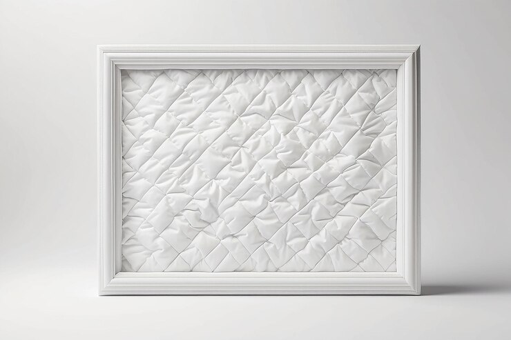 Foto mockup de marco en blanco de tela acolchada con espacio vacío blanco para colocar su diseño