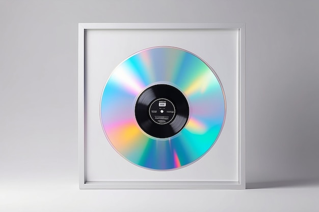 Foto mockup de marco de disco de vinilo holográfico