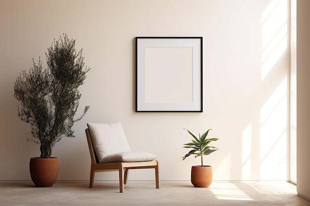 Mockup de marco de póster minimalista para interiores creado con IA generativa