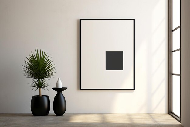 Mockup de marco de póster minimalista para interiores creado con IA generativa