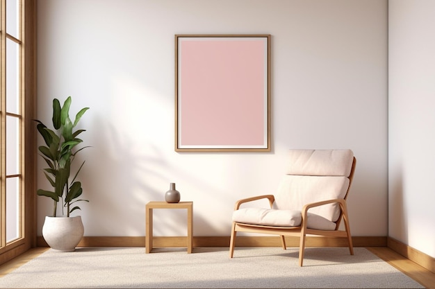 Mockup de marco de póster minimalista para interiores creado con IA generativa