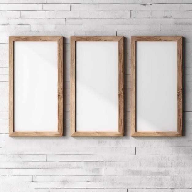 Mockup de marco vacío para la decoración en una pared blanca en blanco