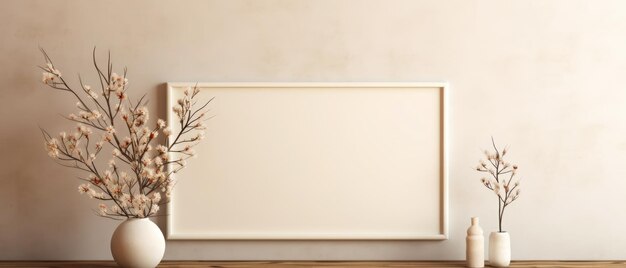 Foto mockup mit leerem raum und vase mit blumen stilllebenkomposition frühlingszeit blumenkomposition