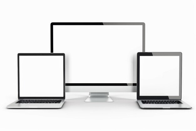 Mockup de monitor de computadora portátil y tableta creado con IA generativa