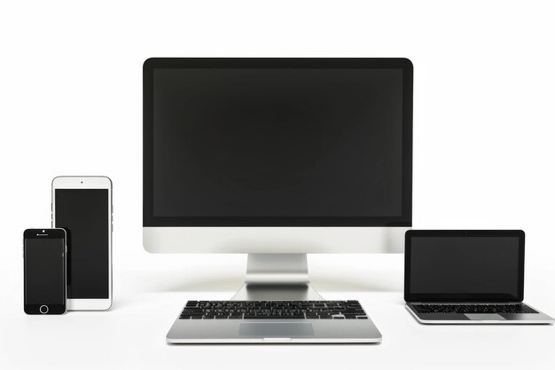 Mockup de monitor de computadora portátil y tableta creado con IA generativa