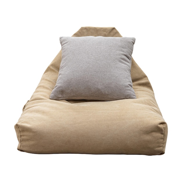 Mockup de muebles de bolsa de frijoles png con cojín floral