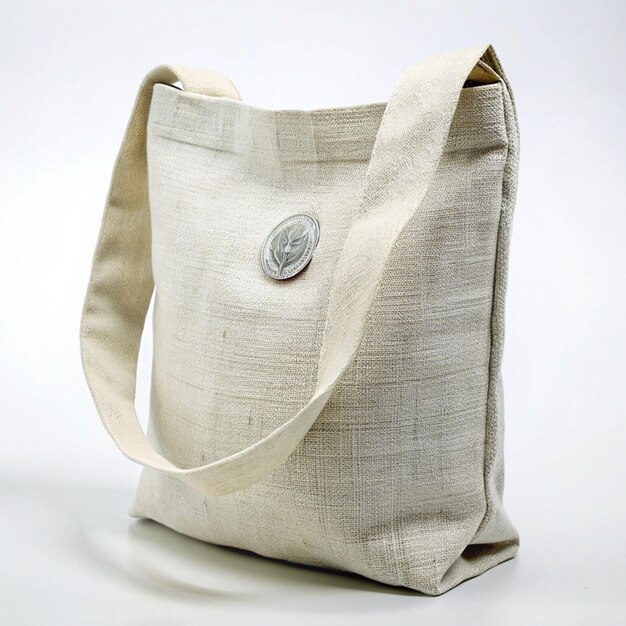 Foto mockup öko-freundliche weiße handtasche aus burlap wiederverwendbar