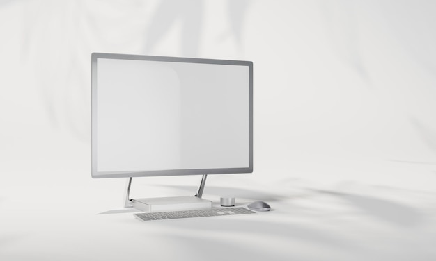 Mockup de pantalla con sombra color de pared de fondo espacio de copia renderización 3D