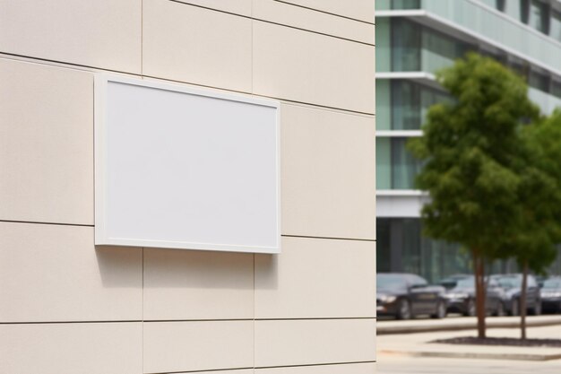 Mockup de la pared de la fascia para el tablero de señalización del edificio