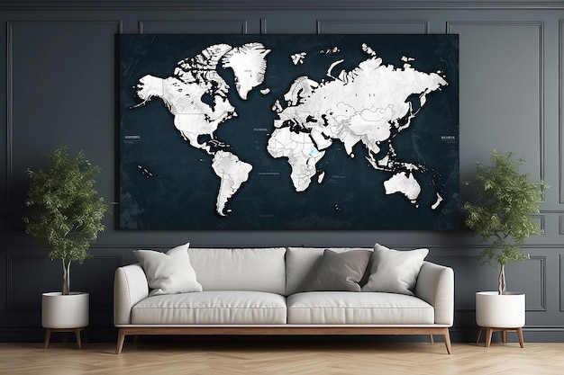 Mockup de la pared del mapa del mundo antiguo