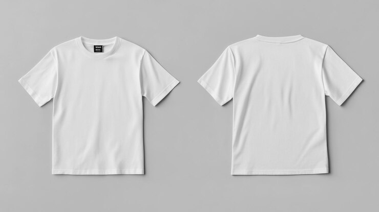 Mockup plano de camiseta blanca en blanco delantero y trasero para el diseño de prendas de vestir