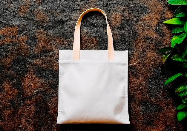 Mockup plantilla vacía Bolsa de compras de crema blanca para su diseño ecológico cero desperdicio con espacio de copia