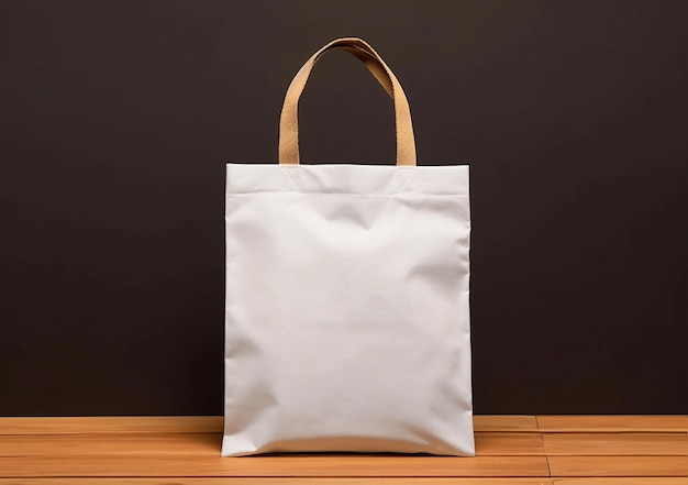 Mockup plantilla vacía Bolsa de compras de crema blanca para su diseño ecológico cero desperdicio con espacio de copia