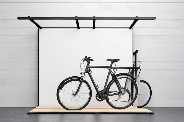 Mockup de la plataforma de almacenamiento de bicicletas de la tienda en estilo