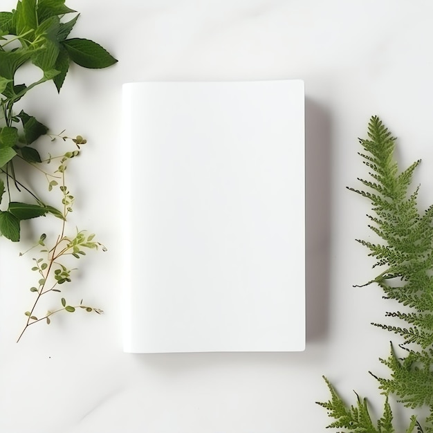mockup de portada blanca del libro plana altura realista
