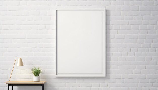 Mockup-Poster in einem weißen, modernen Wohnraum mit Kamin