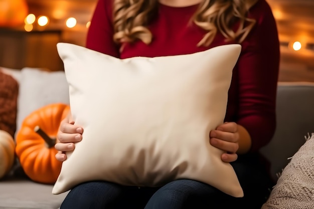 Mockup de producto de almohada de Halloween Halloween White Pillow Mockup Generado por IA