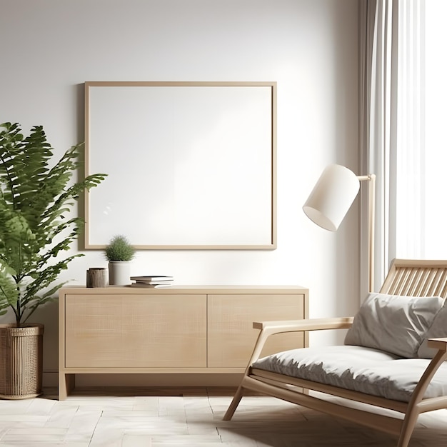 Mockup-Rahmen im Wohnzimmer Interieur 3D-Render