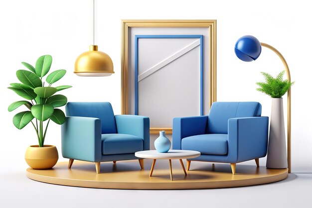 Foto mockup rahmenbild im wohnzimmer 3d