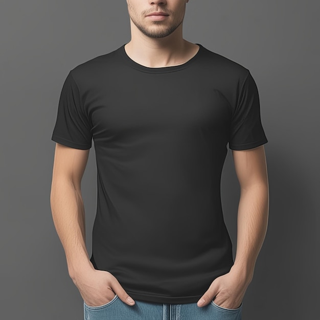 Mockup ropa camiseta negra en blanco