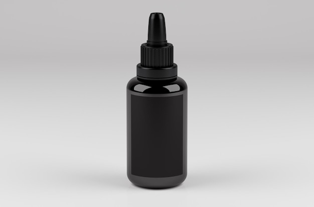 Mockup Schwarze Flasche 3D-Rendering