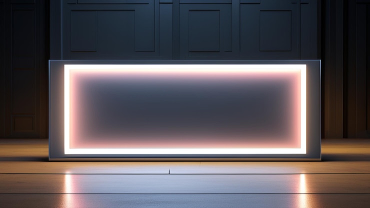Foto mockup de señalización de caja de luz rectangular