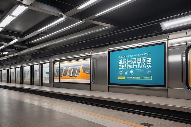 Mockup de la señalización en la pared de la estación de autobuses del metro