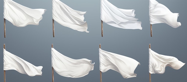Mockup-Set weißer Flaggen in Form von Bannern, Bannern und Mo