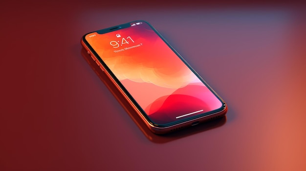 Mockup-Smartphone mit einem subtilen Gradient-Effekt auf dem leeren Bildschirm, der von KI generiert wurde