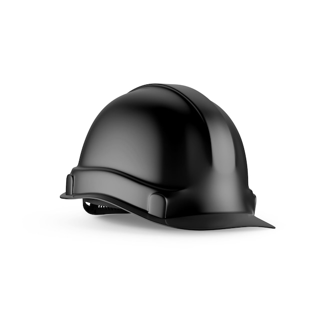Mockup de sombrero duro negro aislado en fondo blanco Renderización 3D