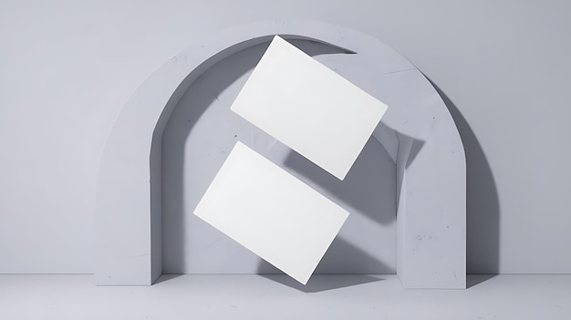 Mockup de tarjeta de visita limpia con diseño en blanco flotando en fondo gris