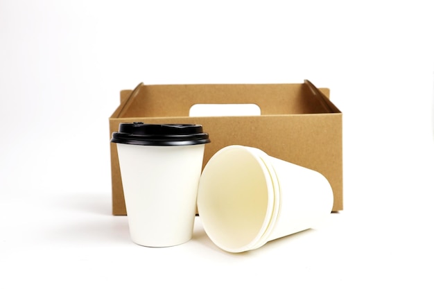 Foto mockup de taza de café con empaque de caja foto gratis