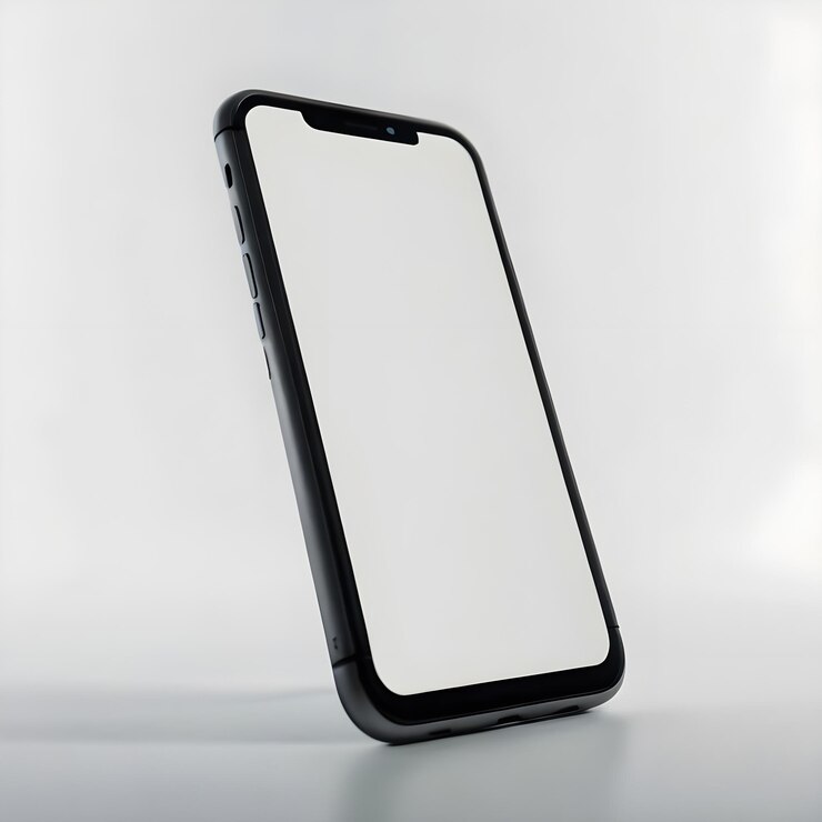 Mockup de teléfono inteligente en blanco aislado en el fondo