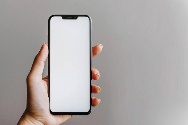 Mockup de teléfono inteligente en la mano creado con IA generativa