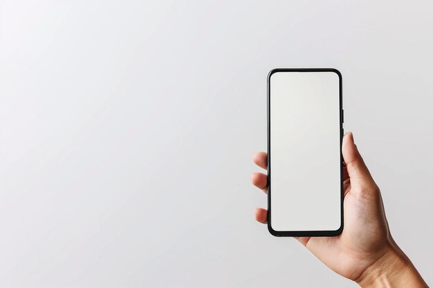 Foto mockup de teléfono inteligente en la mano creado con ia generativa