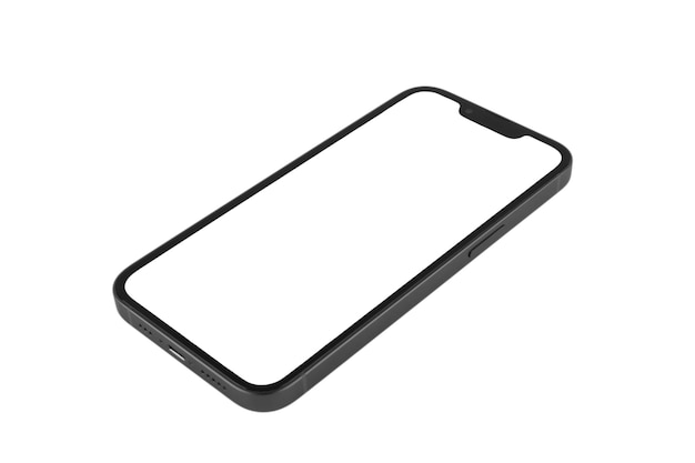 Mockup de teléfono inteligente negro pantalla en blanco sin fondo