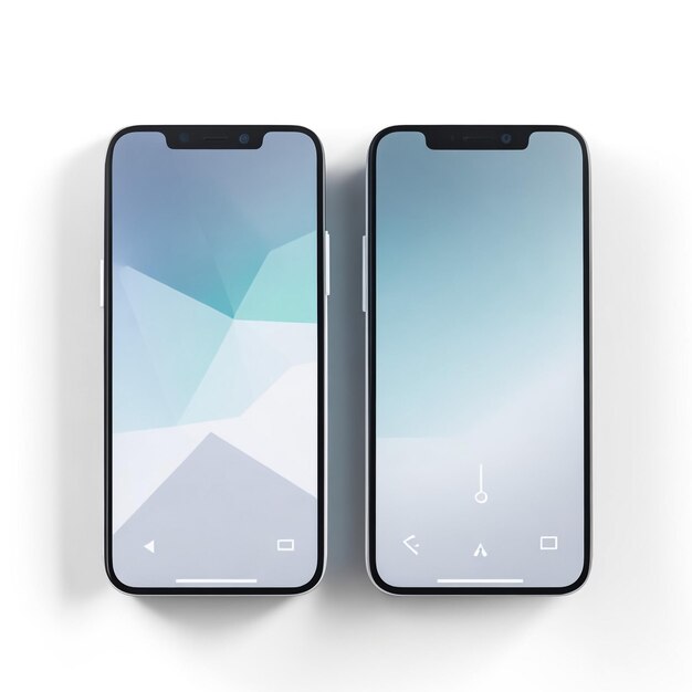 Foto mockup de teléfono inteligente realista y colorido aislado sobre fondo blanco cámara de selfie colocada a la izquierda en la pantalla negra para su contenido