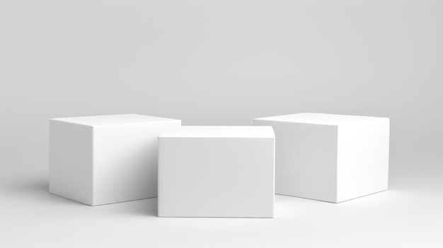 Mockup de tres cajas cuadradas