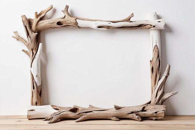 Foto mockup von einem geschwemmten landdriftwood-rahmen